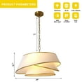 thumbnail image 6 of Chords Attic 24 Inch Gold Modern Chandelier, 4-Light Pendant Lighting with Fabric Drum Shades, Adjustable Hanging Height, for Kitchen Island, Dining Room, Bedroom, 6 of 9