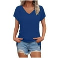 thumbnail image 2 of Rciityk V Neck T Shirts for Women Summer Tops Short Sleeve Shirts Solid Color Casual Loose Classic-Fits Slit Raglan Sleeve T-shirts, 2 of 6