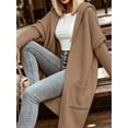 thumbnail image 3 of Long Sleeved Fall Winter Women Casual Hooded Knit Coat Loose Long Cardigan with Pocket, 3 of 6