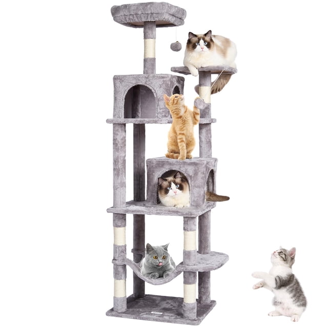 Cat Tree VEVOR de 63 pulgadas con 2 condominios para gatos, rascador