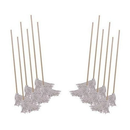 Boardwalk Cotton Deck Mop, #16 White Cotton Head, 50" Wood Handle, 12/Carton