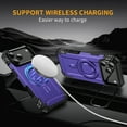 thumbnail image 3 of Designed for iPhone 17 Pro Max Armor Case with Camera Cover Stand, Shockproof Protection, Support Magnetic Wireless Charger Rugged Cover for iPhone 17 Pro Max, Support Car Magnetic Holder - Purple, 3 of 7