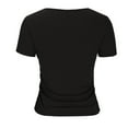 thumbnail image 4 of Womens Summer Short Sleeve V Neck Ribbed Knit Button T Shirts Henley Solid Color Trendy BasicTee, 4 of 6