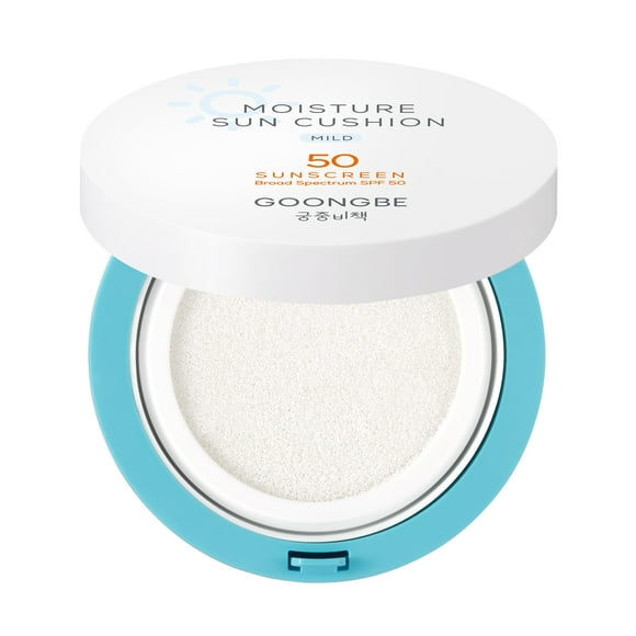 GOONGBE Cojín solar humectante suave SPF 50 - Protector solar mineral de óxido de zinc hidratante y calmante coreano - Cojín solar apto para viajes para bebés y niños - Vegano, para arrecifes, sin a