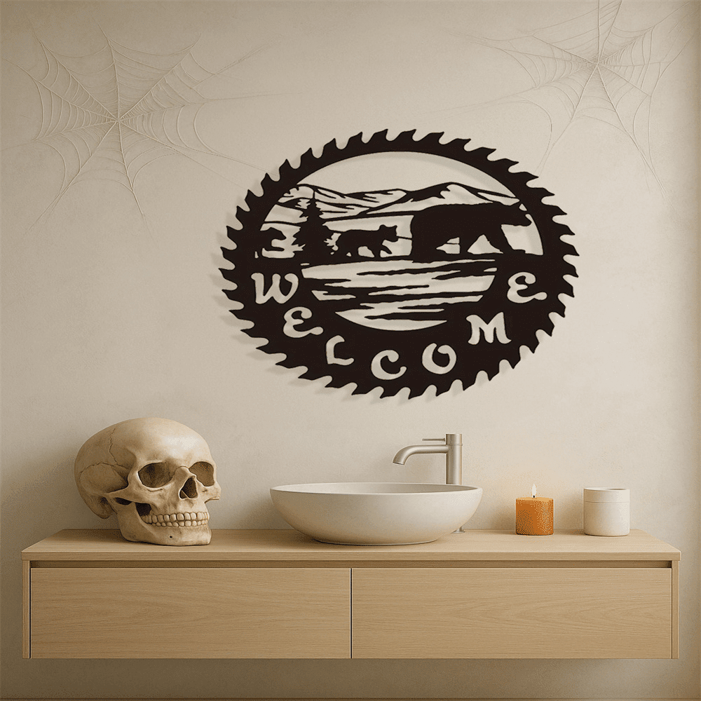 Gothic Bear Sculpture Iron Animal Statue Witchy Decor for Living Room Halloween Christmas Gift