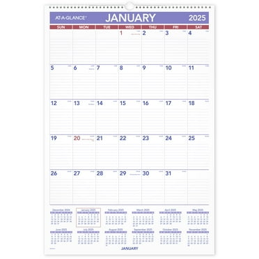 AT-A-GLANCE 2025 Erasable Monthly Wall Calendar Large 15 12 x 22 34 - Erasable