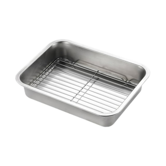 Siruishop Baking Pan with Wire Rack Plate Cooling Rack for Buffet Kitchen Home 36x27x7cm