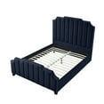 thumbnail image 4 of Inspired Home Mallorie Velvet Navy Upholstered Bed, Queen, 4 of 10