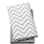 Fitted Baby Play Yard Sheets Chevron & Solid 2pk Grey and White