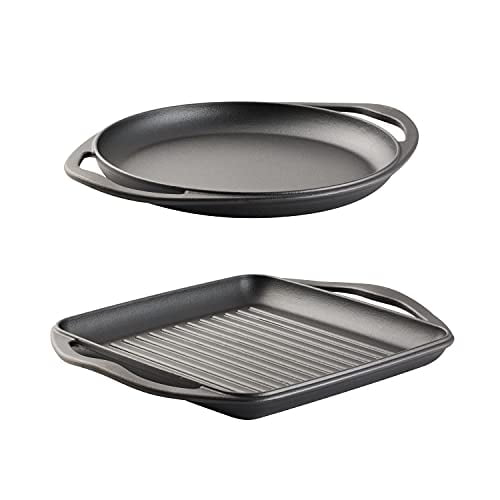 Tramontina Pre-Seasoned grill and griddle Set cast Iron 2 Pack, 80131042DS