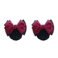 thumbnail image 3 of Ruiboury Elegant And Professional Hair Plate Mesh Pocket Bowknot Hair Clip Hairnets Cloth Bow Work Hair Clips Elastic Hair Nets Two Bows- rose red 2Set, 3 of 6