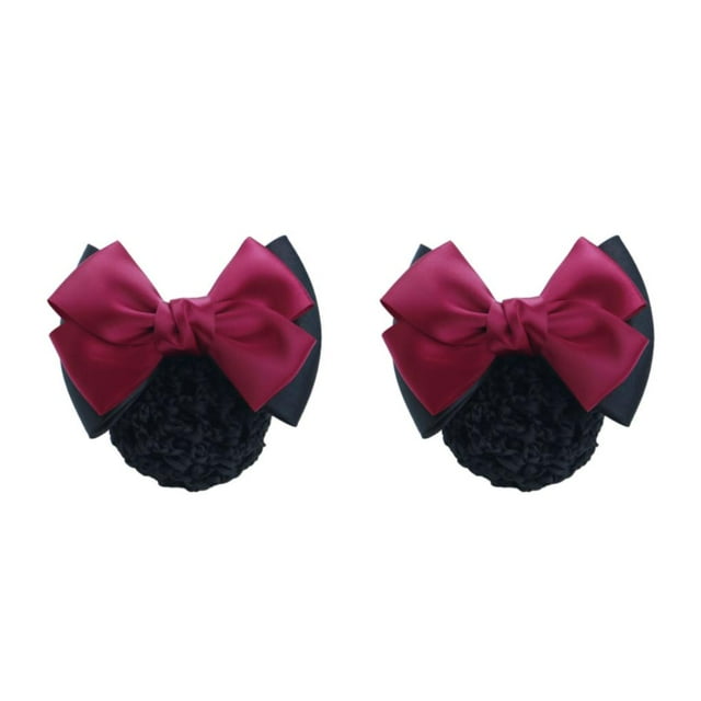 relayinert Cloth Elegant And Professional Bow Hair Net For Stylish Ladies Wide Application Bow Work Hair Clips Two Bows- rose red 2Set