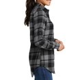thumbnail image 2 of Mafoose Flannel Shirts For Women Plaid Jackets Long Sleeve Button Down Grey/ Black Small, 2 of 6