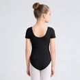 thumbnail image 7 of HAOTAGS Toddler Gymnastics Leotards,Soft Ballet Dance Elastic Waist Short Sleeve Gymnastics Black 14-15, 7 of 7