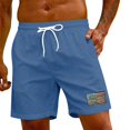 thumbnail image 5 of OHGOD Shorts for Men Casual - Casual Mens Shorts - Men’s Short - Men's Hawaiian Lace-up Shorts Casual Pants - Blue - L, 5 of 6