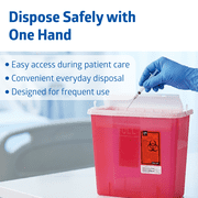 Medline Biohazard Patient Room Sharps Disposable Containers, Wall-Mount Sharps Container, Red, 5qt., 1 Count