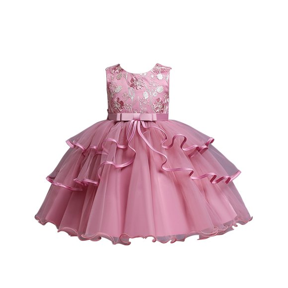 Little Girls' Dresses Spring Summer Print Cotton Sleeveless Bow Tie Party Princess Dress Kids Clothes Robe Fille Vêtements Size 5-6T