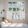 thumbnail image 3 of Easter Bunny Tier Curtains 36 Inch Length, Eucalyptus Leaves Grey Checkered Farmhouse Cafe Short Curtains for Bathroom Over Sink, Small Kitchen Curtain Light Filtering Drapes 2 Panels 27.5"Wx36"L, 3 of 8