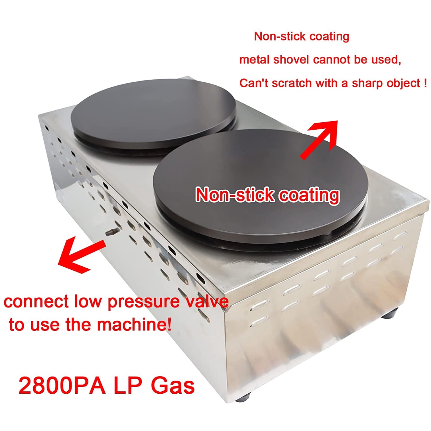 INTBUYING LP Gas Pancake Maker Pan Griddle Machine 2800PA with Low Pressure Valve
