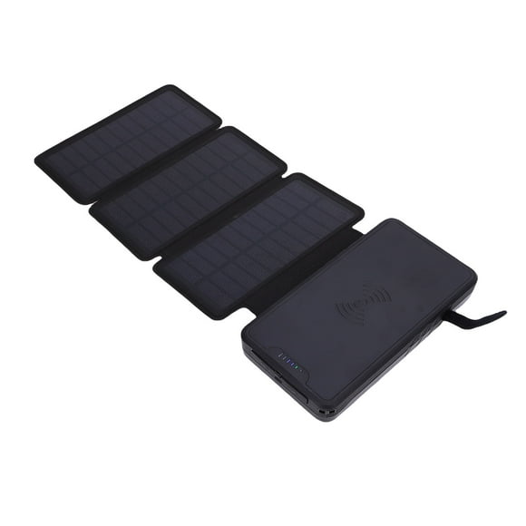 20000mAh Solar Power Bank, Efficient Wireless Power Bank with Tri Fold Solar Panel & LED Light & Double USB Output, Waterproof External Battery Pack for Phone Tablet Outdoor