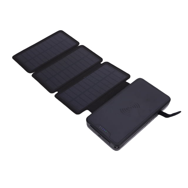 20000mAh Solar Power Bank, Efficient Wireless Power Bank with Tri Fold Solar Panel & LED Light & Double USB Output, Waterproof External Battery Pack for Phone Tablet Outdoor