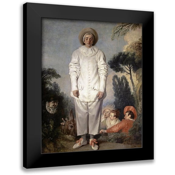 Watteau, Jean-Antoine 12x14 Black Modern Framed Museum Art Print Titled - Pierrot, Also Known As Gilles