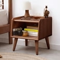thumbnail image 5 of Hassch Vintage Bedside Table with Open Shelves, Solid Wood Storage Nightstand for Bedroom, Living Room, Small Space, Walnut, 5 of 12