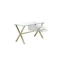 thumbnail image 3 of Pemberly Row Small Glass & Polished Steel Desk in Gold/White and Clear, 3 of 7