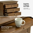 thumbnail image 2 of Tina's Home Farmhouse Walnut Soild wood End Table with Charging Station, 3 Drawer Side Table with Pull-Out Tray for Living Room, Small Spaces, 2 of 8