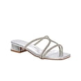 thumbnail image 4 of XY London Womens Olivia Diamante Metallic Low Block Heel Sandals, 4 of 5
