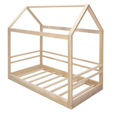 HomeStock French Fabulous Twin Size House Bed on Raised Platform with Side Rails on Three Sides