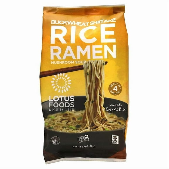Lotus Foods Buckwheat Mushroom Rice Ramen with Vegetable Broth -- 2.8 oz Pack of 3