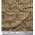 thumbnail image 1 of Soimoi Brown Velvet Fabric Leaves & Floral Geometric Print Fabric by the Yard 58 Inch Wide, 1 of 3