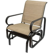 Swing Glider Chair Outdoor Furniture Fabric Glider Rocker Chair W/Study Metal Frame, Single Glider Patio Chair for Porch Garden Lawn Rocking Chair Brown (1)