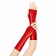 thumbnail image 5 of Unique Bargains 1 Pair Party Gloves Elegant Patent Leather Fingerless Short Style Long Opera Party Gloves 9.06"x3.54" Red, 5 of 5