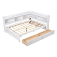 thumbnail image 3 of VLDTDRDI Corner Full Bed Frame with Bookcase,Solid Wood Full Size Platform Bed Frame with 5 Shelves and 2 Drawers,Full Size Daybed with Storage for Living Room,Bedroom,Guest Room, 3 of 6