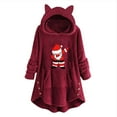 thumbnail image 2 of Kiplyki Fall Sweatshirt Woman's Trendy Printing Plush Buttons Long Sleeved Hooded Plush Coat Top, 2 of 5