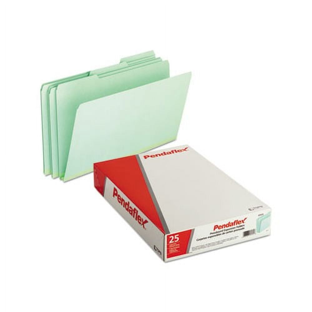 Pressboard Expanding File Folders 1/3-Cut Tabs, Legal Size, Green, 25/Box