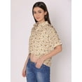 thumbnail image 4 of DressBerry Women's Printed Crop Shirt Short Sleeves Buttoned Comfy Summer Collared Sheer Mesh High Rise Short Top, 4 of 7