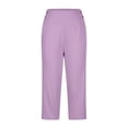 thumbnail image 4 of Stamzod Women's Capri Pants Summer Solid Color Elastic Waist Straight Plus Size Capris with Pocket Casual Slim Fit Stretch Yoga Cropped Pants for Women Purple C M, 4 of 6