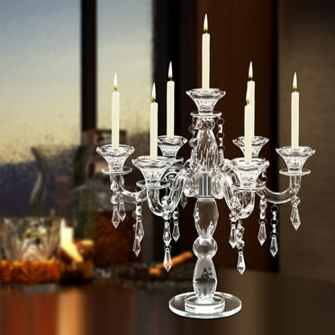 Crystal Candle Holder Candelabra 7-arm Wedding Birthday Party Gift Candlestick