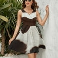 thumbnail image 3 of Texture of Brown Cowhide with Brown Spots Women's Tank Dress V Neck Sleeveless Summer Sundress, 3 of 7