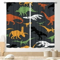 Dino Blackout Curtains, Colorful Cartoon Dinosaur Safari Wild Animals Art Printed Gray Baby Kids Window Drapes Treatments for Boys Bedroom Living Room Nursery 2 Panels Set, 84"x63" Inch