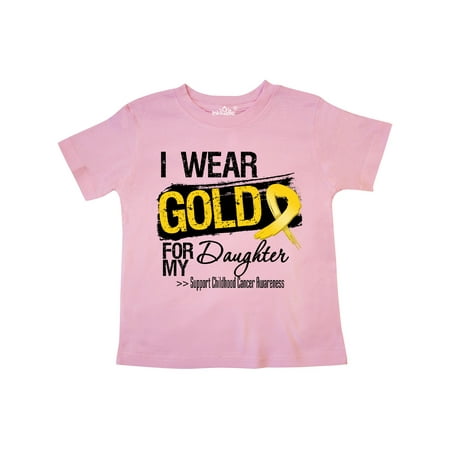 

Inktastic Childhood Cancer Ribbon For My Daughter Gift Toddler Boy or Toddler Girl T-Shirt