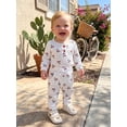 thumbnail image 5 of Loicainy Infant Baby Girls Fall Outfit 3 6 9 12 18 Months Cherry Print Long Sleeves Romper and Pants Clothes Set, 5 of 9