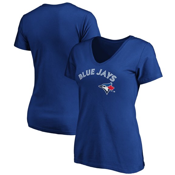 Women's Royal Toronto Blue Jays Core Team Lock Up Wordmark V-Neck T-Shirt