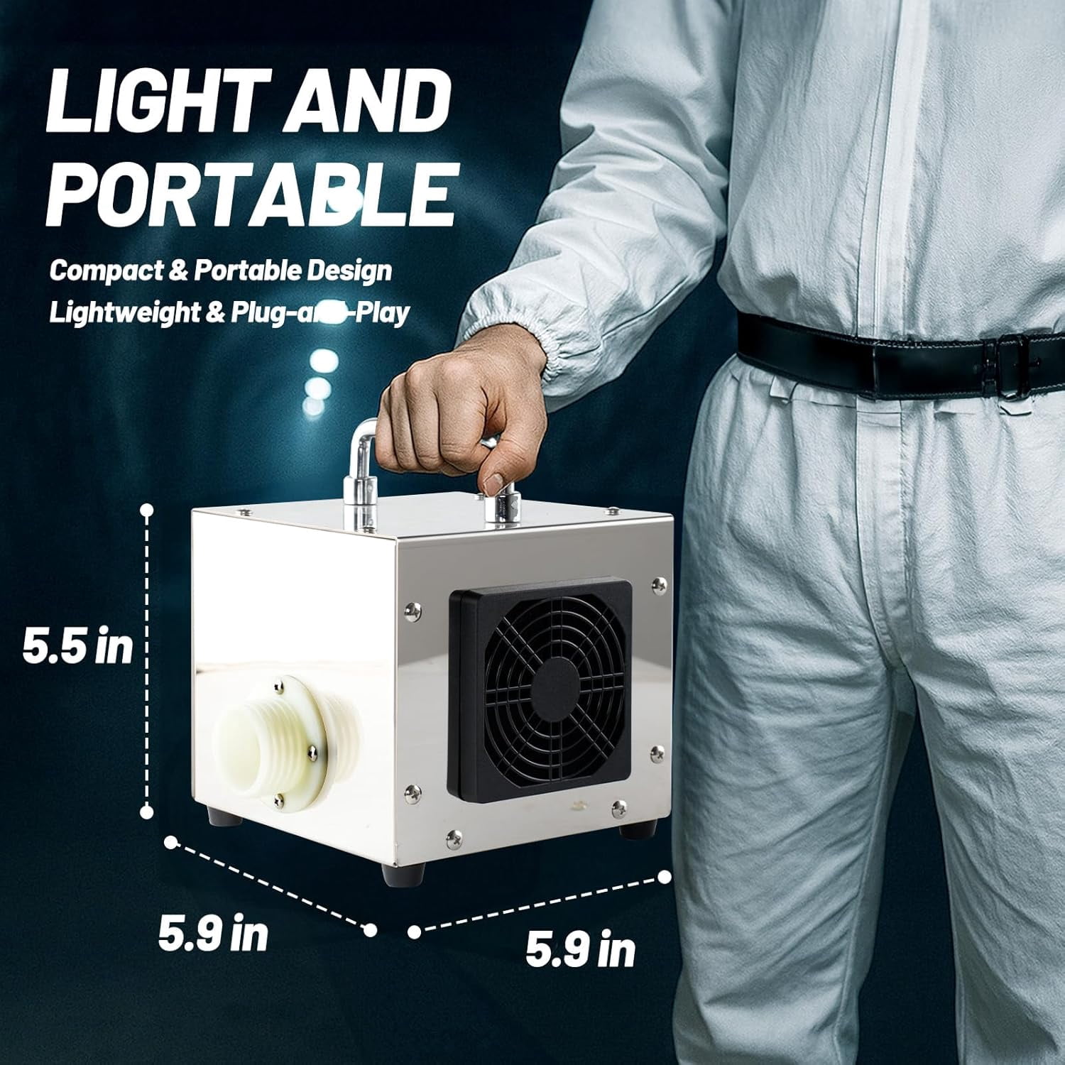 Portable PAPR Respirator System - High-Efficiency Powered Air Purifying Respirators with 33ft Long Hose - Large Airflow Supplied Air Respirator for Tunnel Construction Industrial