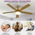 thumbnail image 3 of Uforic 52" Modern 5-Blade Ceiling Fan with LED Light, 6-Speed DC Motor, Reversible & Dual Downrods (White/Gold), DOE, 3 of 7