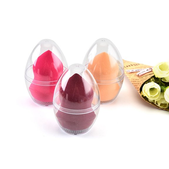 SPRING PARK 3Pcs Makeup Sponge Storage Case Moisture-proof Transparent Beauty Sponge Holder Cosmetic Egg Puff Container Stand