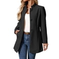 thumbnail image 3 of RoamHome Women's Casual Stand Collar Mid Length Wool Blend Coat Notched Lapel Button Front Jacket for Fall Winter Daily Wear, 3 of 8